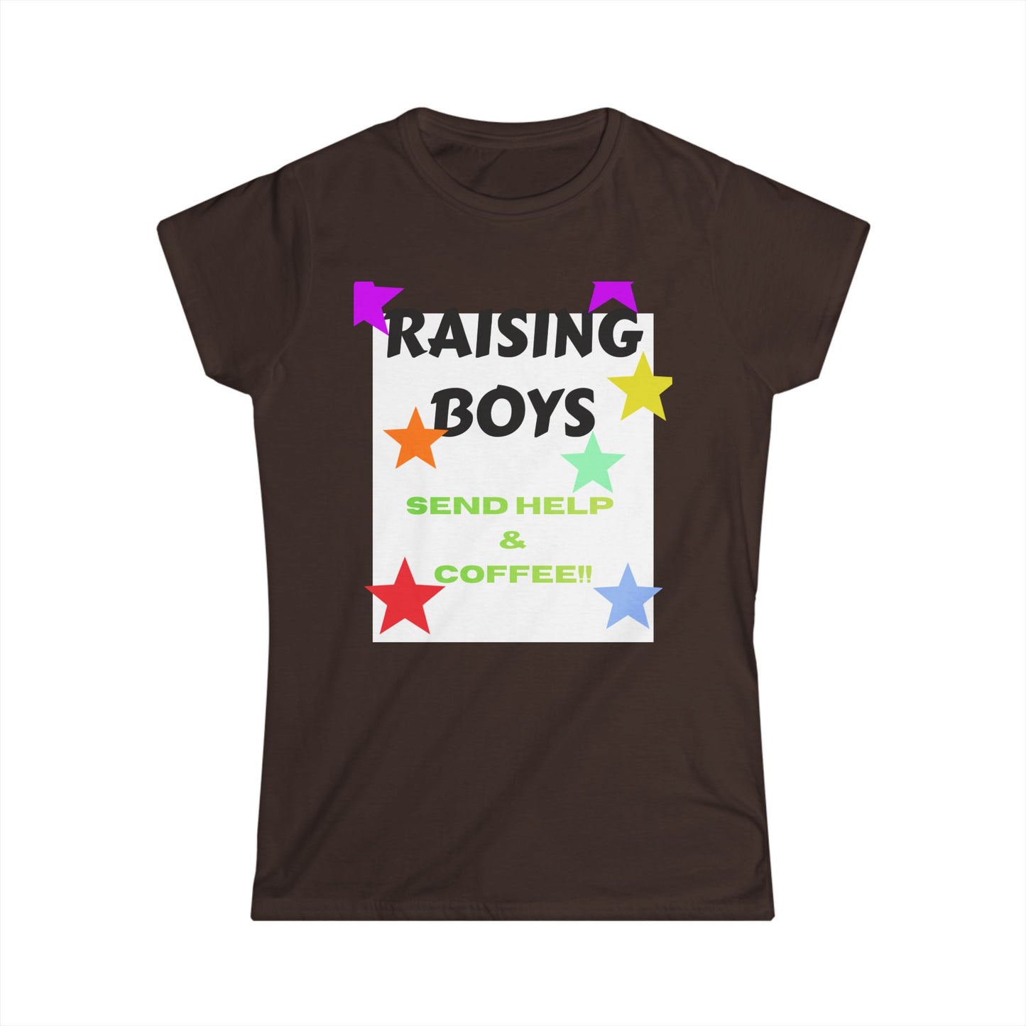 Raising Boys Send Help & Coffee Tee | Funny Parenting Shirt