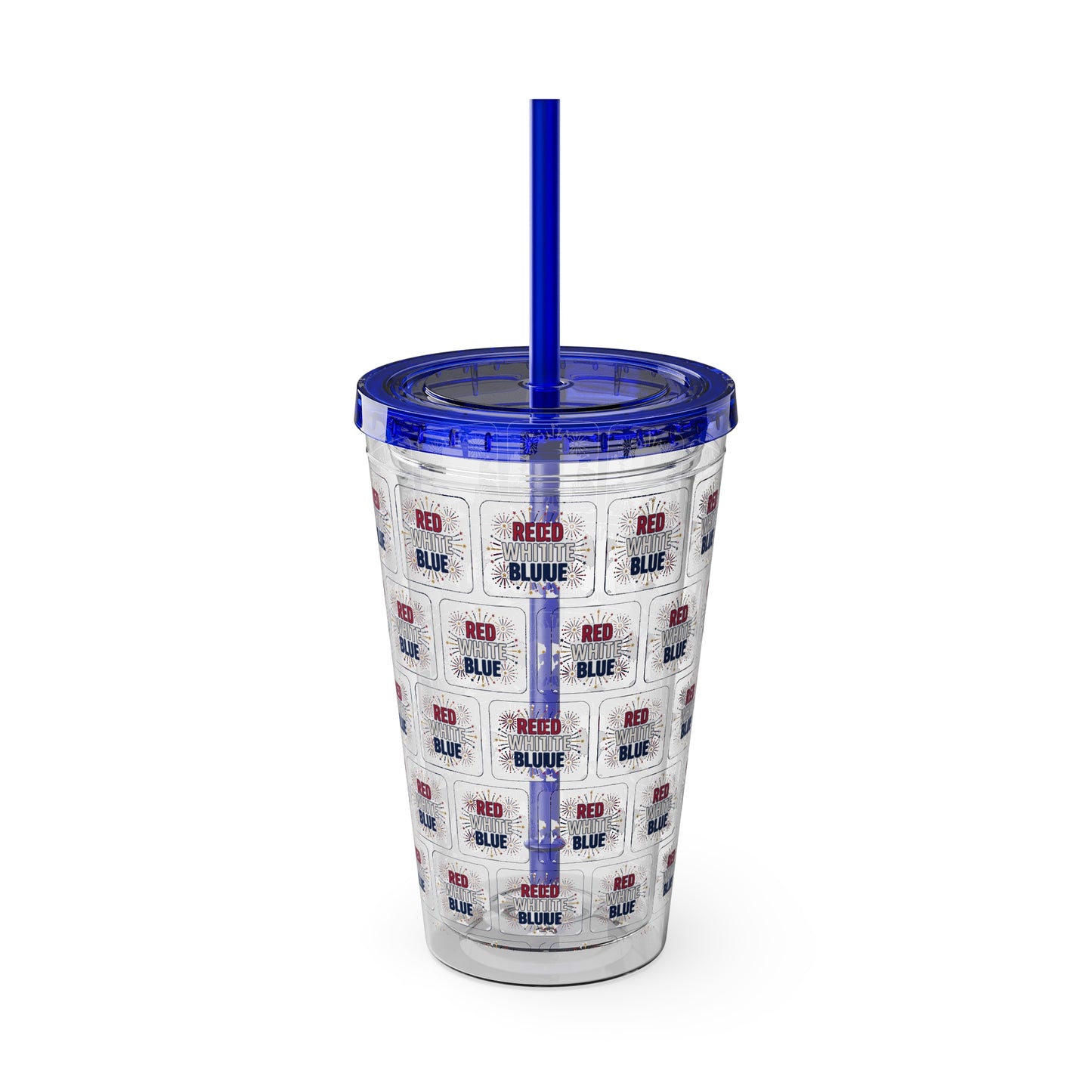 Red White Blue flag pattern Tumbler | 16oz straw cup