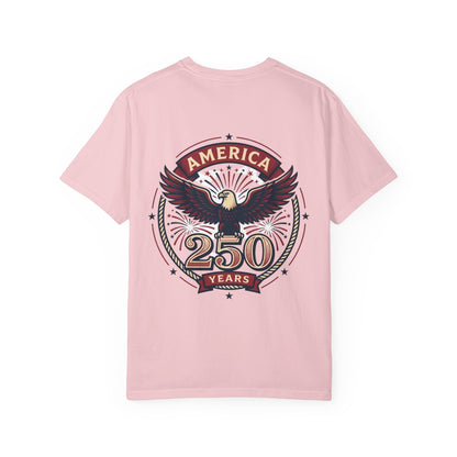 America Flag EST 1776-2026 T-Shirt | 250 Years Eagle Back Graphic