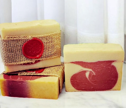 Crimson And Cream Goat Milk Soap With Citrus Raspberry Scent