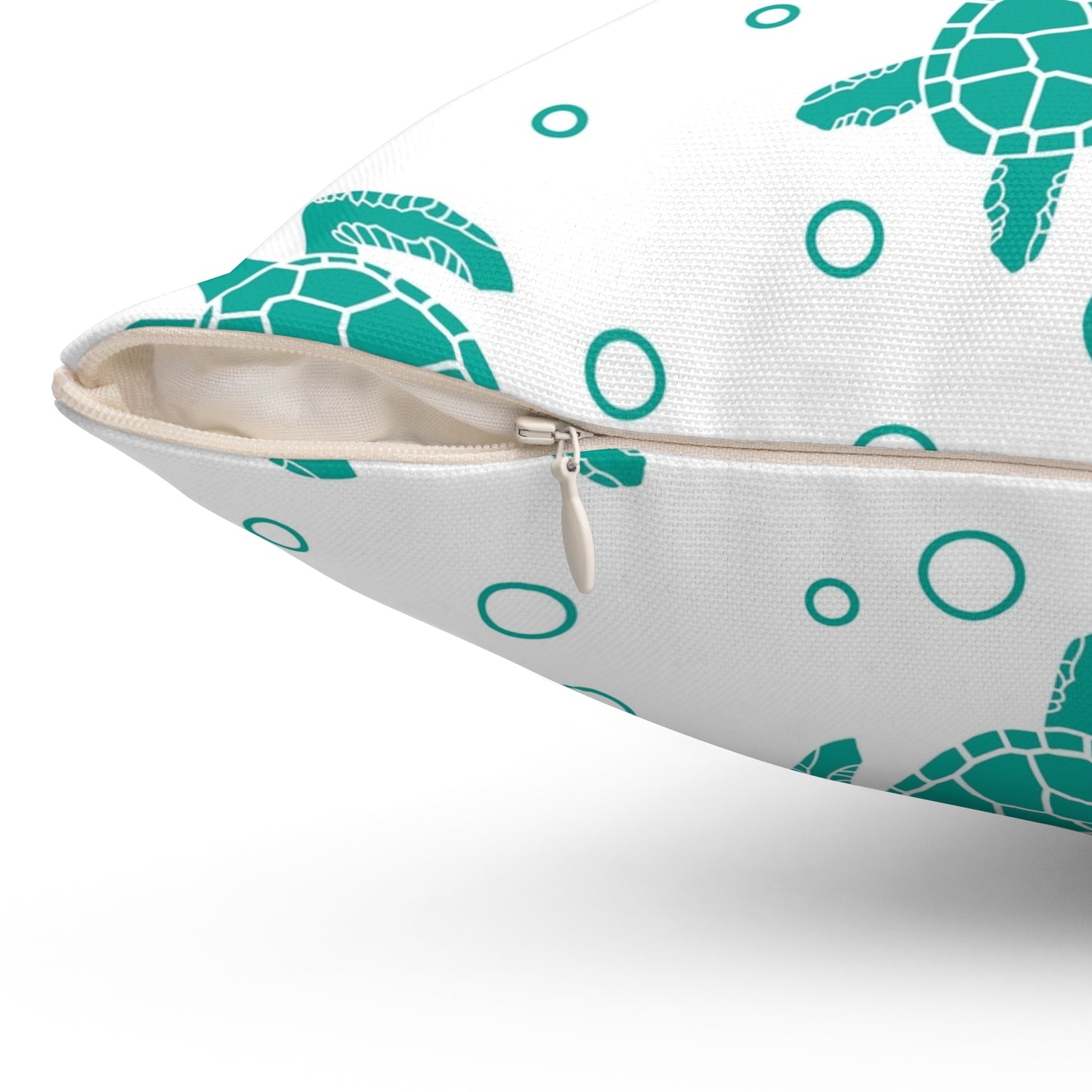 Teal Sea Turtle Pattern Pillow | Square Decorative Pillow