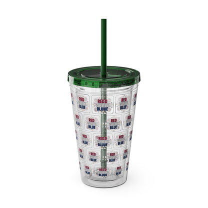 Red White Blue flag pattern Tumbler | 16oz straw cup
