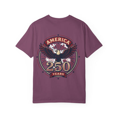 Patriotic Unisex T-Shirt, Celebrating America's 250th Anniversary, Vintage Eagle Design, Gift for Independence Day, USA Pride