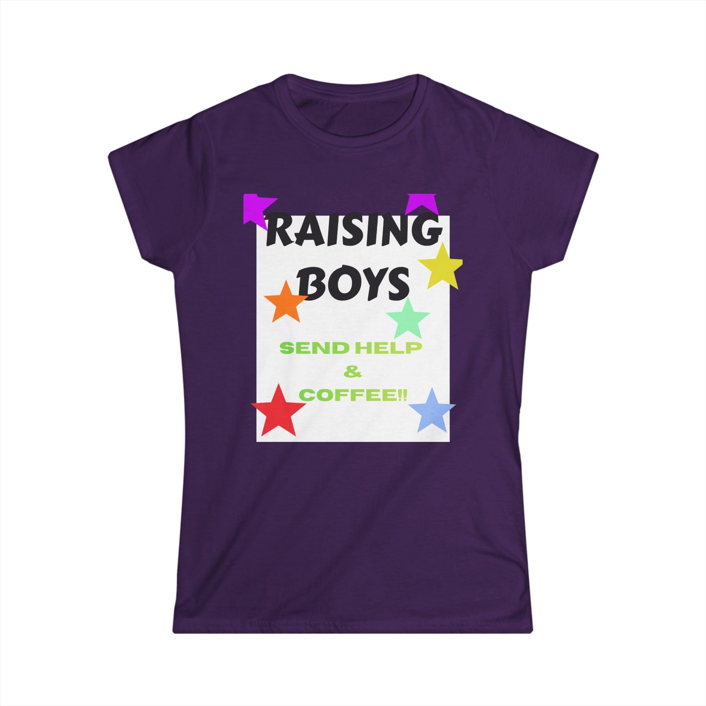 Raising Boys Send Help & Coffee Tee | Funny Parenting Shirt