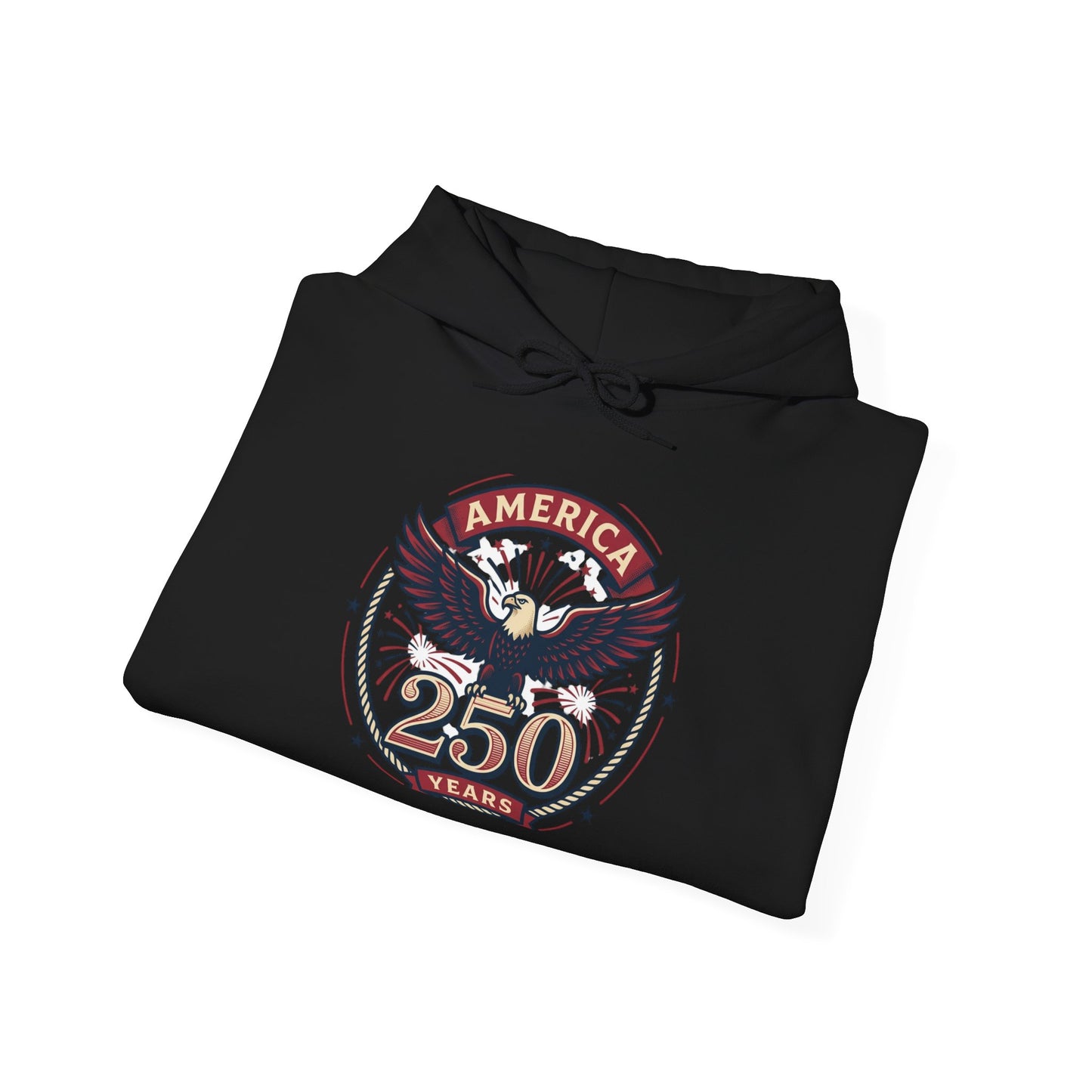 America 250 Years Eagle Graphic Hoodie | Fireworks Backprint