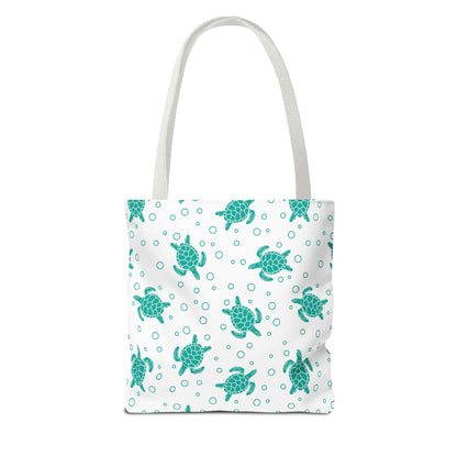 Teal Sea Turtle Pattern Tote Bag | Repeating Turtle Print