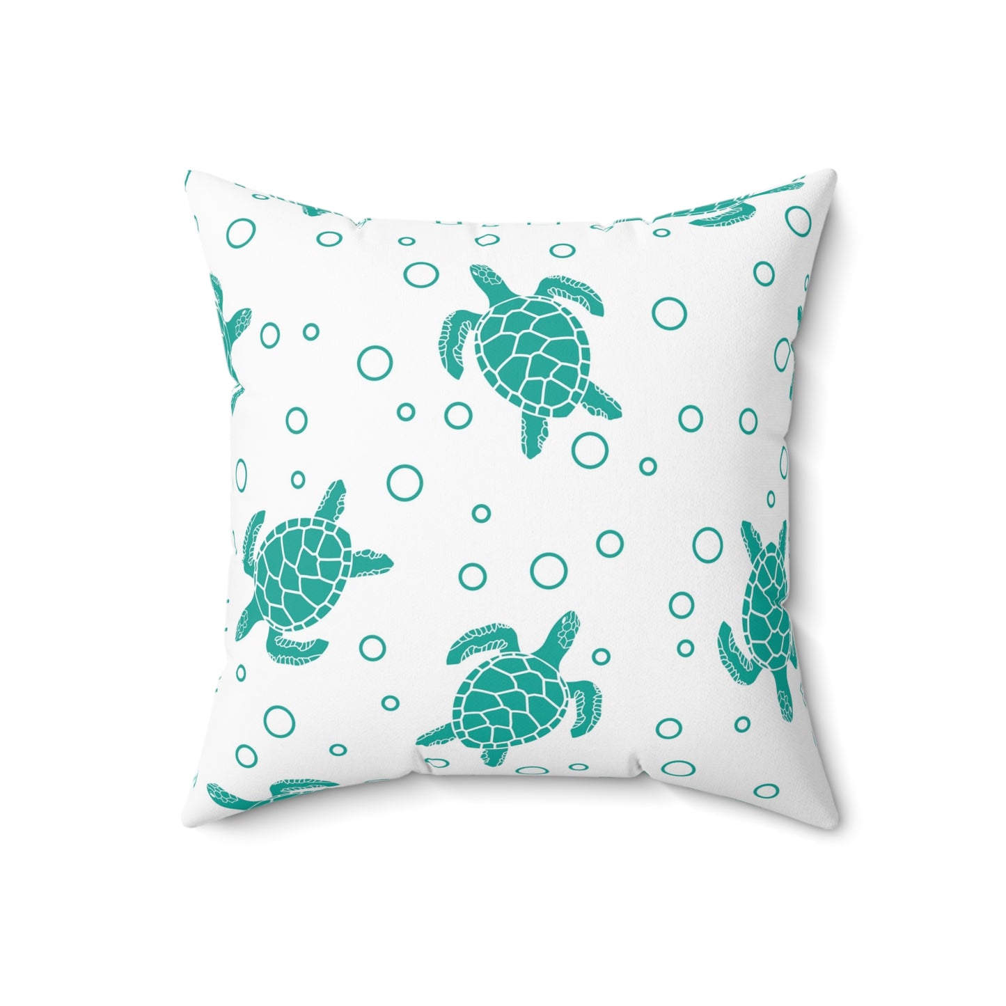 Teal Sea Turtle Pattern Pillow | Square Decorative Pillow