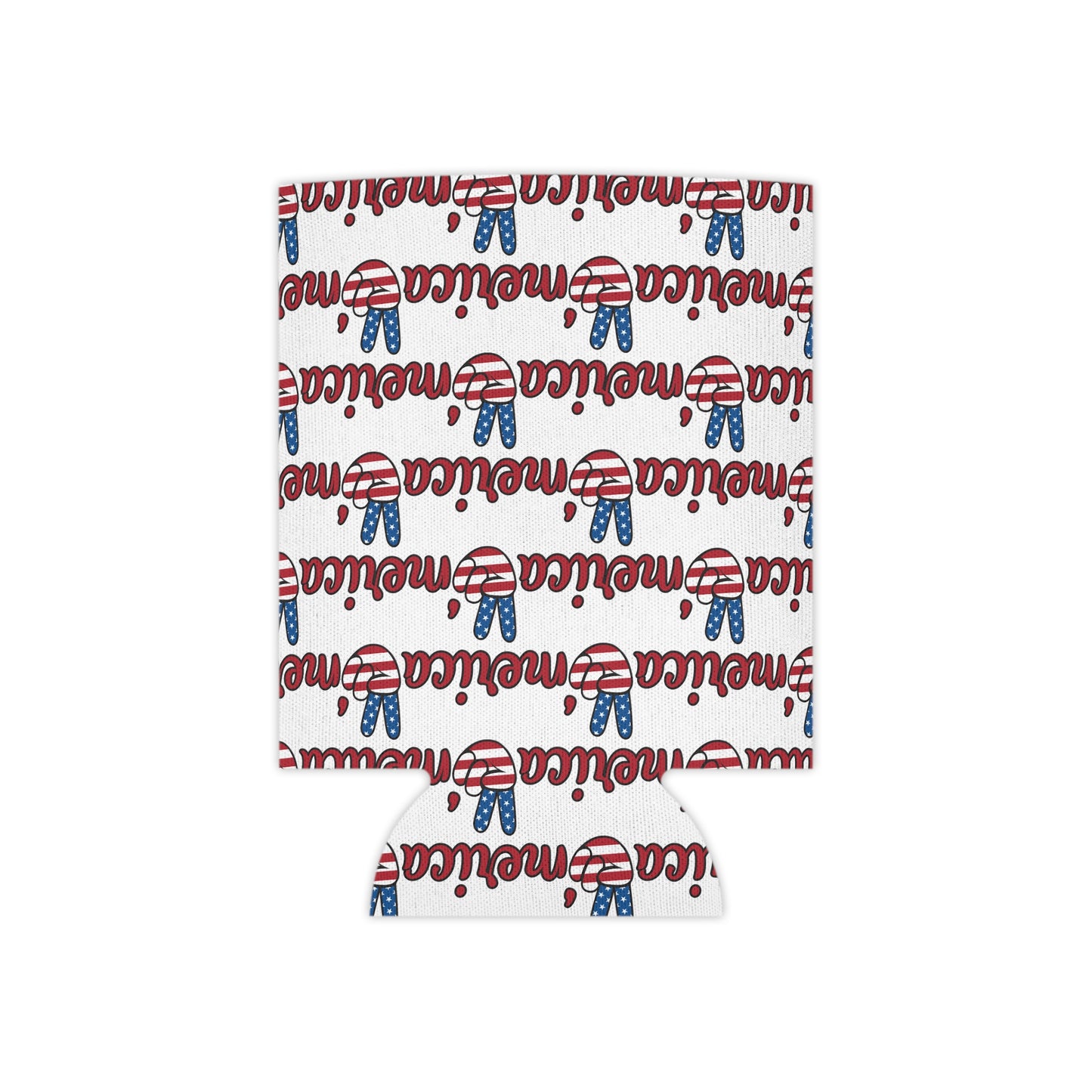 Merica Peace Sign Pattern Can Cooler | Patriotic 4th of July Drink Sleeve