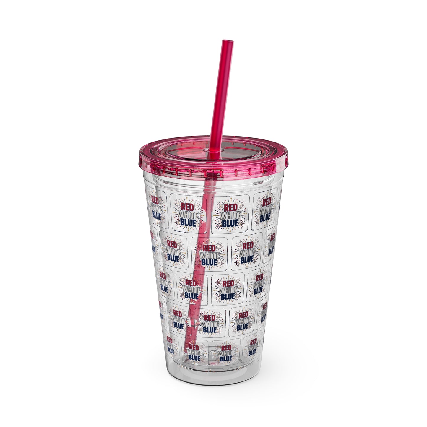 Red White Blue flag pattern Tumbler | 16oz straw cup
