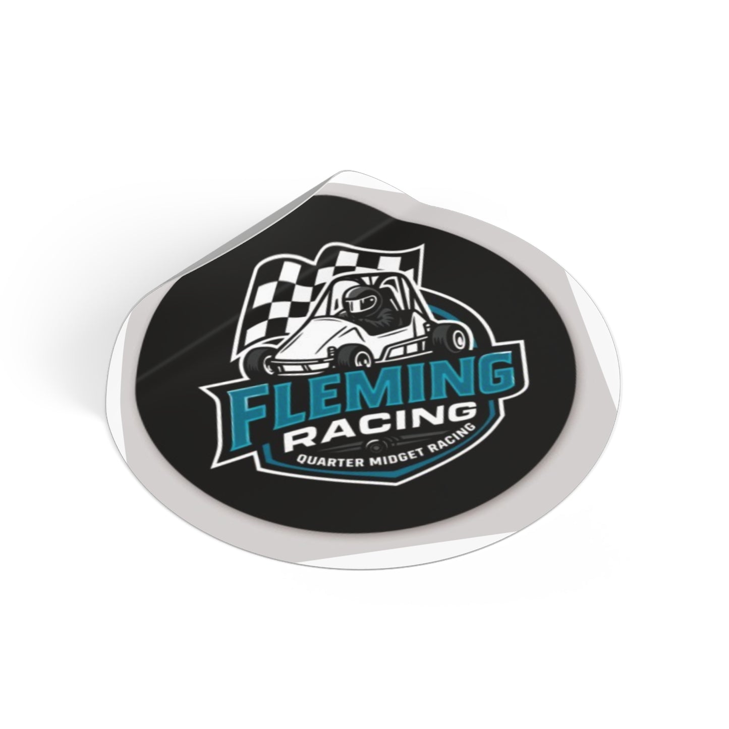 Fleming Racing Sticker | Round Vinyl Racing Logo, Quarter Midget Car