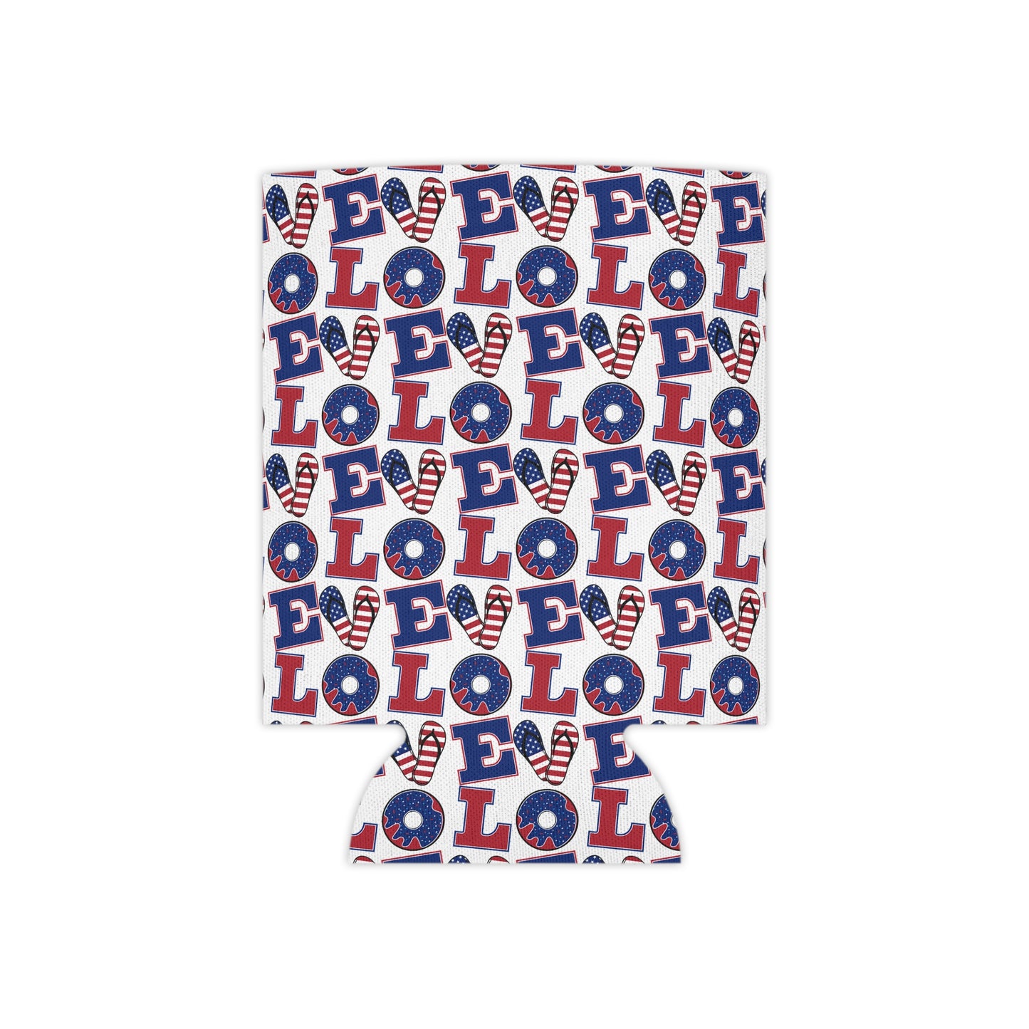 Patriotic LO Pattern Can Cooler | 4th of July, Americana Drink Sleeve