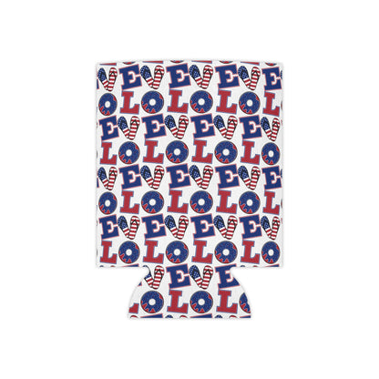 Patriotic LO Pattern Can Cooler | 4th of July, Americana Drink Sleeve