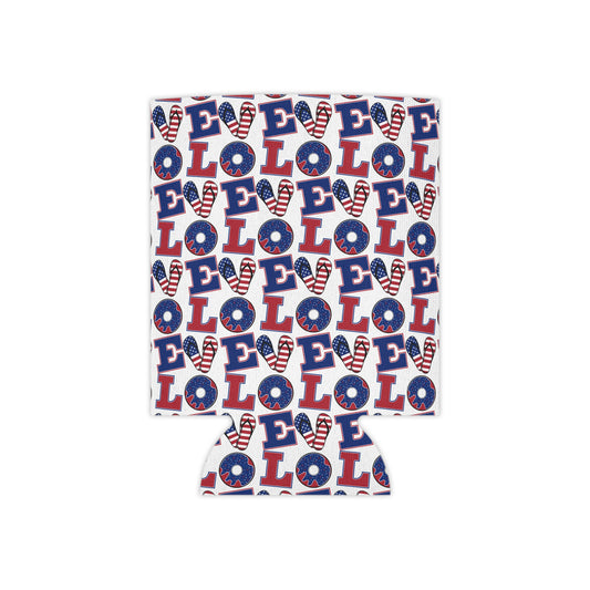 Patriotic LO Pattern Can Cooler | 4th of July, Americana Drink Sleeve
