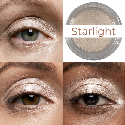 Starlight Any Wear Creme - A Waterproof Multi-tasking creme to powder product for eyes, cheeks & lips. Can be worn anywhere