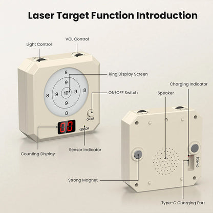 9mm Laser Training Kit, Dry Fire Laser Target with 9x19 Training Cartridge, USB Rechargeable Outdoor Electronic Shooting Target