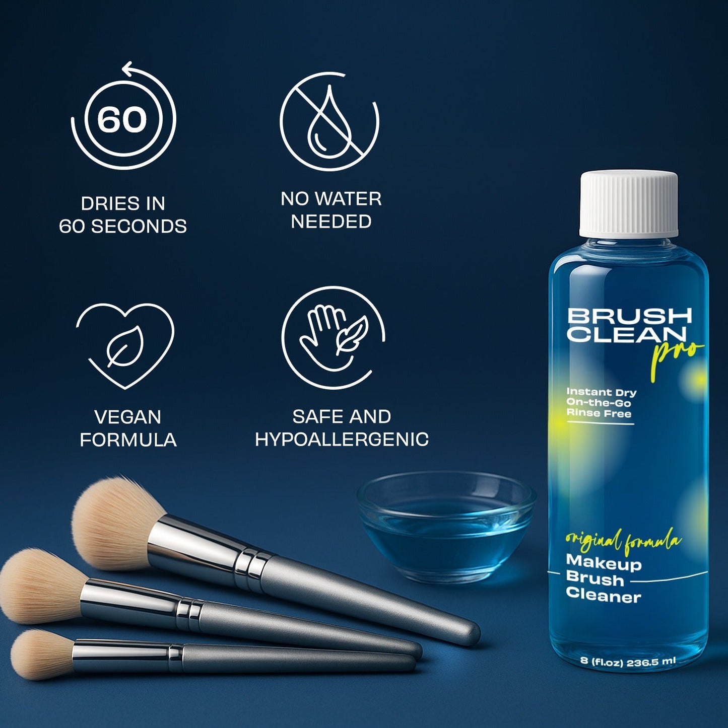Makeup Brush Cleaner – Quick-Dry, Rinse-Free Formula, 16 oz (2 Pack of 16 oZ)