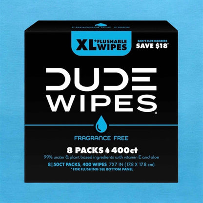 DUDE Wipes XL Flushable Wipes – Extra Large, Unscented, Septic Safe