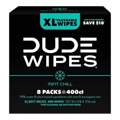 DUDE Wipes XL Flushable Wipes – Extra Large, Unscented, Septic Safe