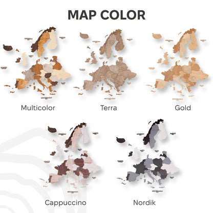 3D Europe Wooden Map Gold