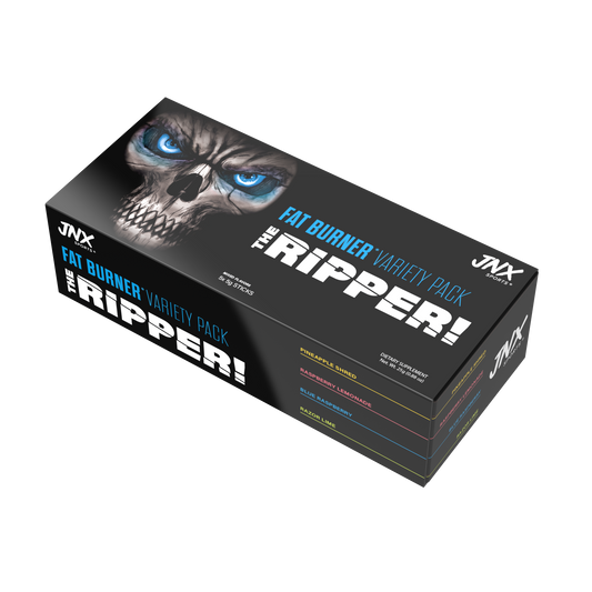 Fat burner variety pack box with skull artwork and 'Ripper' branding