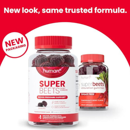humanN SuperBeets Circulation Gummies – 60 Count (Pack of 2) | Heart-Healthy Energy with Grape Seed Extract & Beet Root Powder