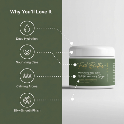 White Tea & Sage Moisturizing Body Butter – Hydrating, Nourishing, Ultra-Soft Skin Cream
