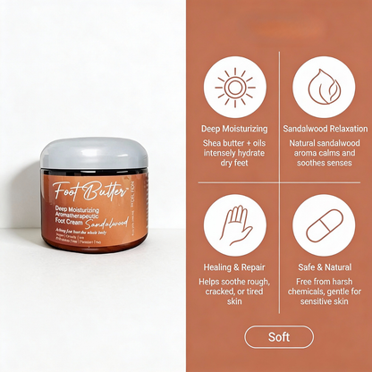 Sandalwood Foot Butter – Deep Moisturizing Foot Cream for Dry, Rough Skin