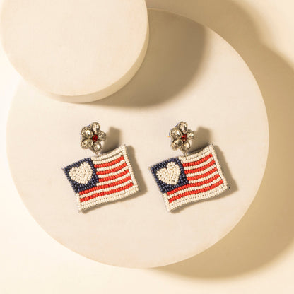 Myra Liberty Range Flag Earrings in Prairie White