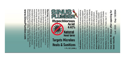 Sinus Plumber Hypochlorous Nasal Spray | Cold & Flu Support