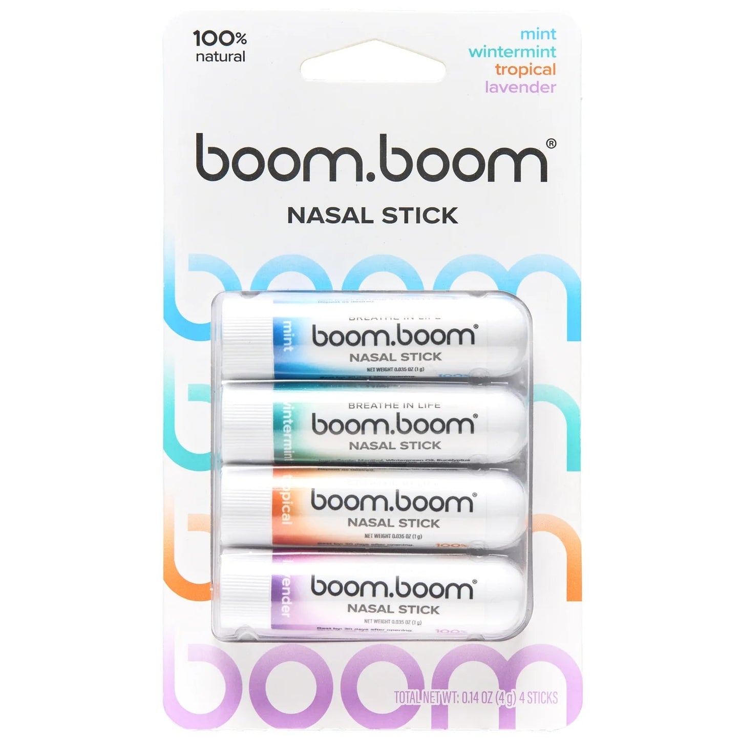 BoomBoom Nasal Stick | Vapor Flow Technology | Cool Refreshing Sensation | Natural Mood Boost | Simple Ingredients | Essential Oils + Menthol Inhaler (Mint, Wintermint, Tropical)