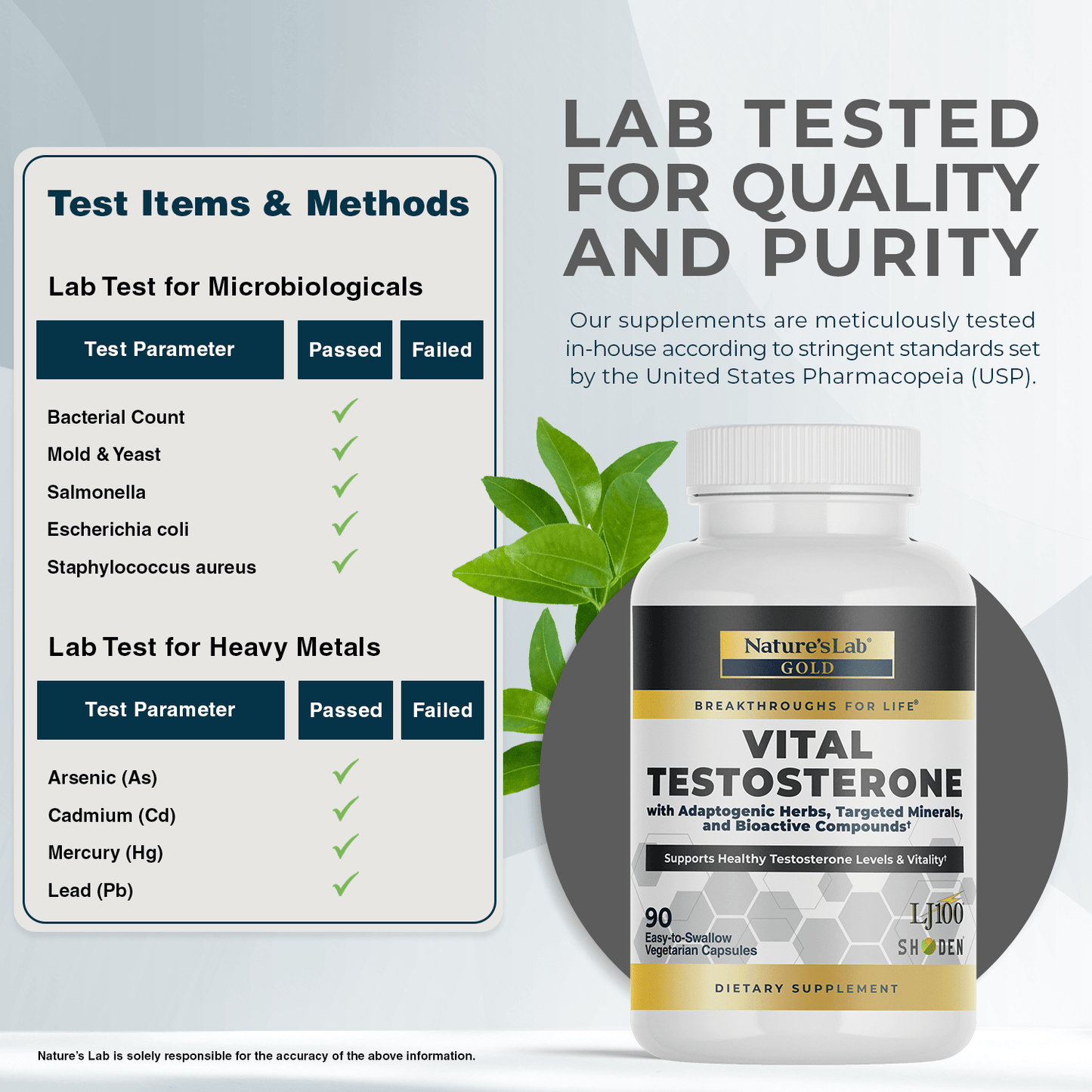 Nature's Lab Gold Vital Testosterone - 90 Capsules