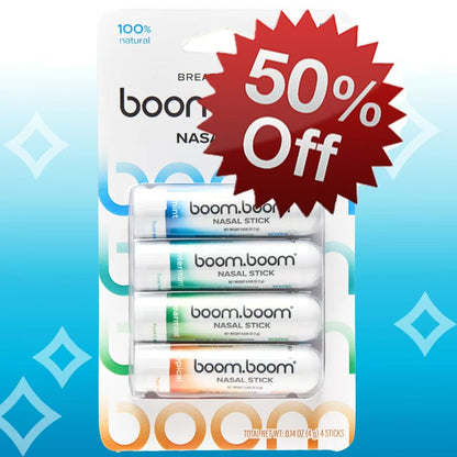 BoomBoom Nasal Stick | Vapor Flow Technology | Cool Refreshing Sensation | Natural Mood Boost | Simple Ingredients | Essential Oils + Menthol Inhaler (Mint, Wintermint, Tropical)