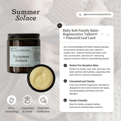 Baby Soft Family Balm – Gentle & Nourishing | Unscented, Leaf Lard, Cacao
