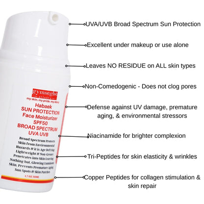 Habaek Sun Protection Face Moisturizer SPF50 | Peptides | Niacinamide