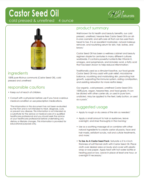 Castor Seed Oil - Cold Pressed & Hexane Free!