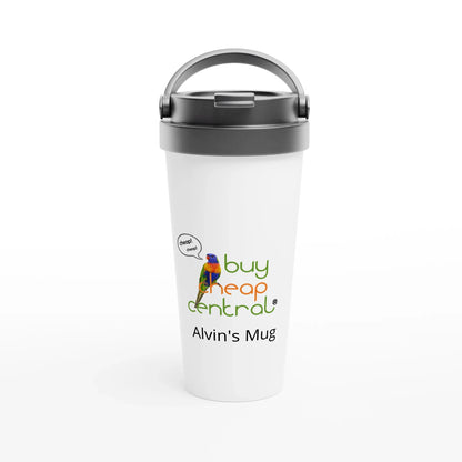 White 15oz Stainless Steel Travel Mug