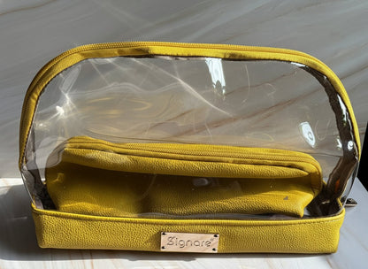 Clear Toiletry Bag Set – Light Yellow Duo (2-Piece)