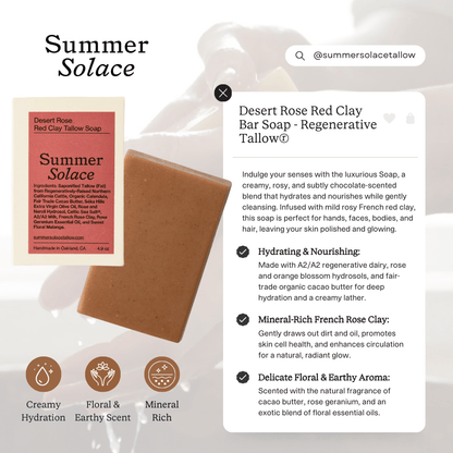 Desert Rose – Red Clay Bar Soap | Floral & Cacao Butter Infused
