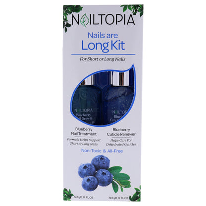 Nailtopia Long Nails Essential Duo: Blueberry Infusion Treatment & Cuticle Renewer Kit - 2 Pack for Healthy Nails