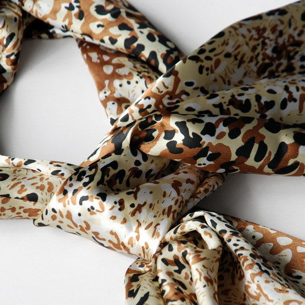 Blando Gold Flowing Leopard Design Elegant Exquisitely Soft Silk Scarf/Wrap/Shawl(Small)