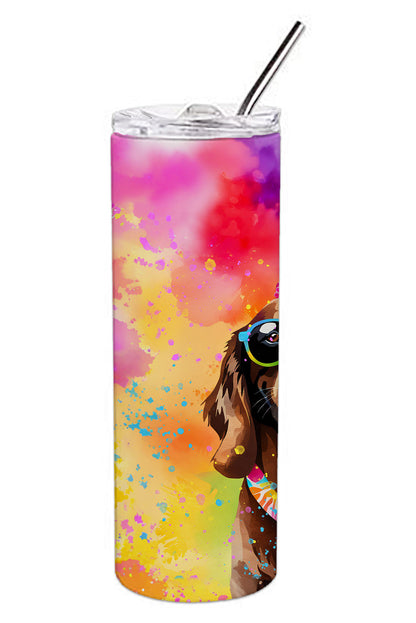 Chocolate Labrador Hippie Dawg Stainless Steel Skinny Tumbler Vacuum Double Walled Reusable Insulated Tumbler Travel Cup for Coffee Cocktails Gift with Lid, 20 oz