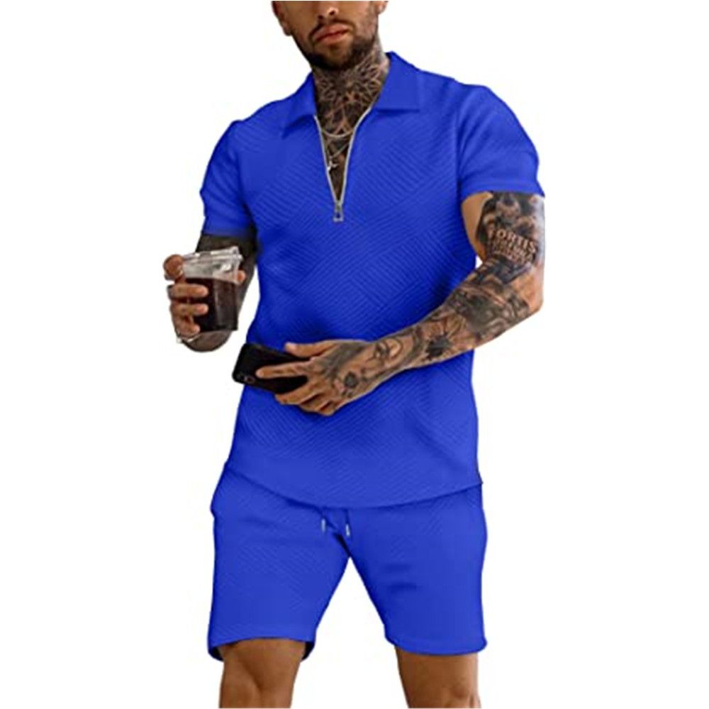 Men 2 Piece Shorts Outfits Short Sleeve Polo Shirt and Shorts Sets Summer Outfits for Men Tracksuit Set for Men S-XXL