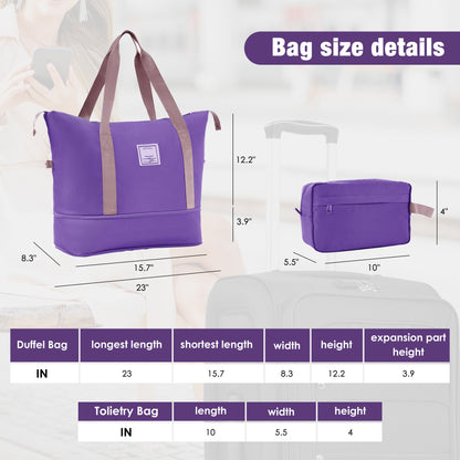 Softside Luggage Expandable 3 Piece Set Suitcase with Duffel Bag Upright Spinner Softshell Lightweight Luggage Travel Set