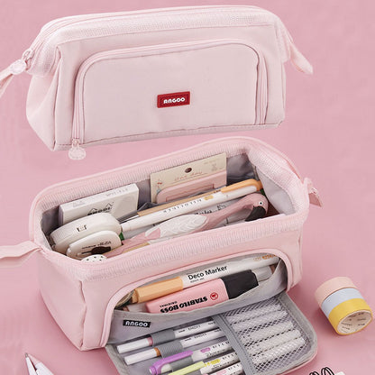 Maximize Your Storage Space with this Large Capacity Canvas Pencil Case!