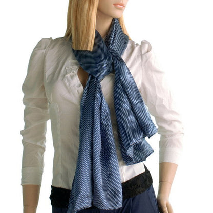Blando Dark Blue Small Cute Dot Design Campus Style Silk Scarf/Wrap/Shawl(Small)