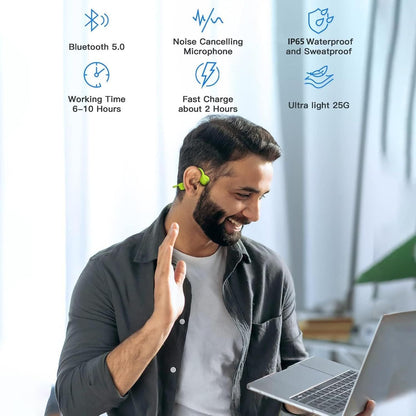 Sport Wireless Bone Conduction Earphones – Open-Ear Safety Design, IPX6 Sweat-proof, 8 Hrs Call