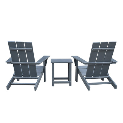 3Pcs Outdoor Adirondack Chairs,Patio Lawn Chairs with Side Table,for Deck Garden Backyard Balcony,Dark Grey