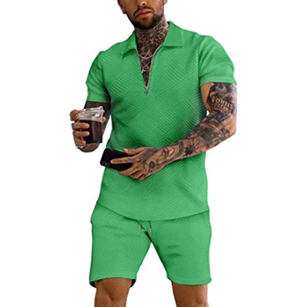 Men 2 Piece Shorts Outfits Short Sleeve Polo Shirt and Shorts Sets Summer Outfits for Men Tracksuit Set for Men S-XXL