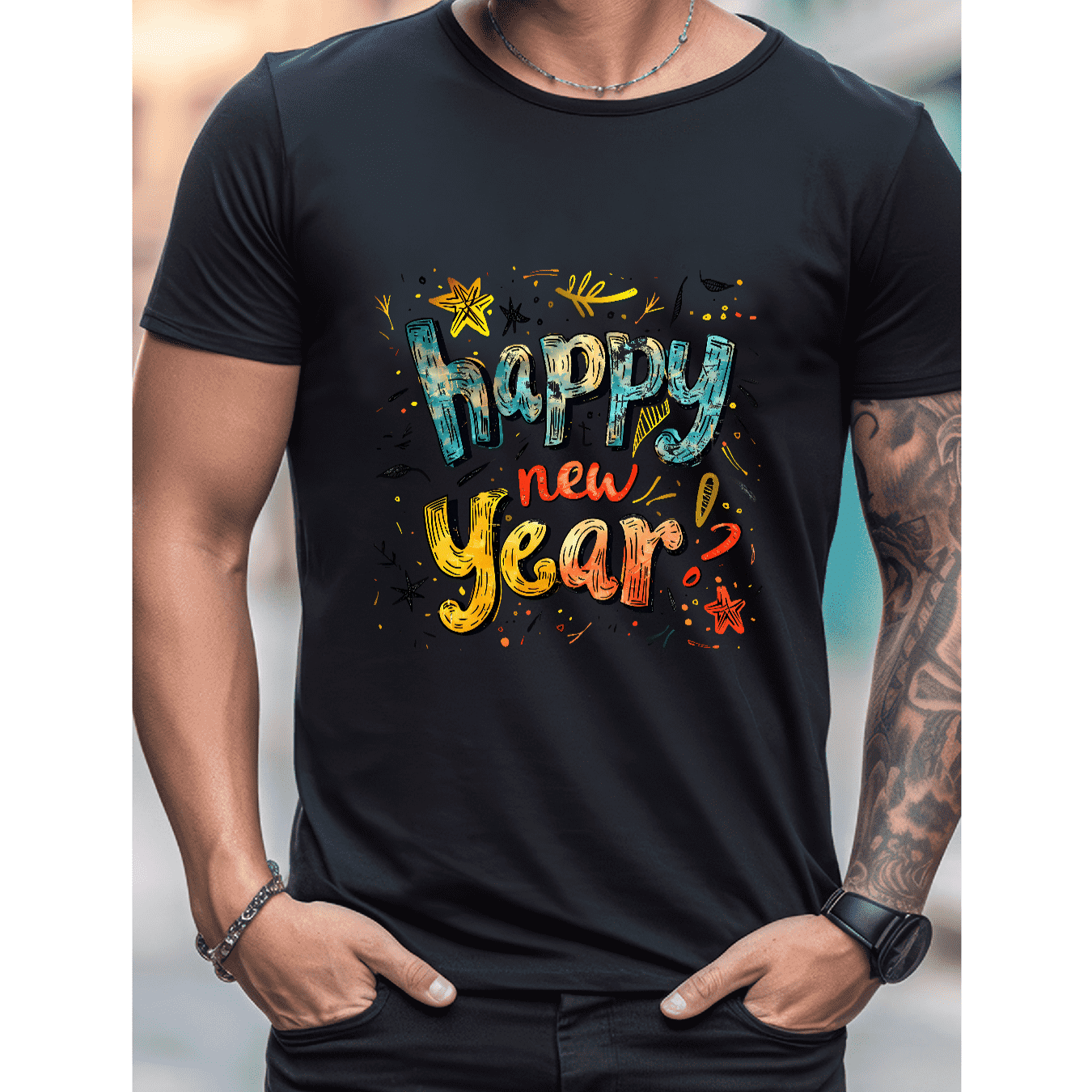 2025 New Year Cotton T-Shirt for Men - Stylish & Comfortable Short Sleeve Tee for All Seasons