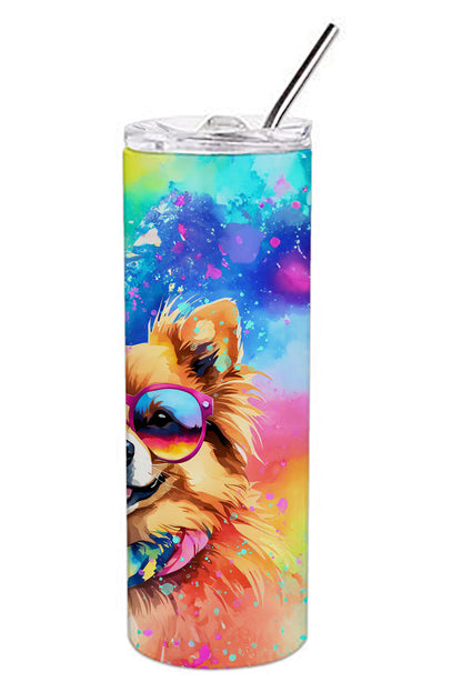 Pomeranian Hippie Dawg Stainless Steel Skinny Tumbler Vacuum Double Walled Reusable Insulated Tumbler Travel Cup for Coffee Cocktails Gift with Lid, 20 oz